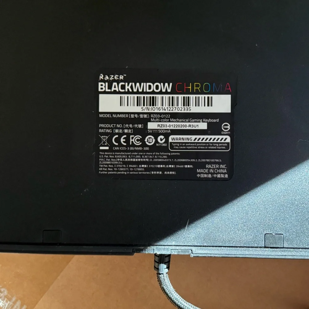 Razer Full-Size Black Wired Gaming Keyboard